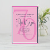 Elegante 70e Roze Marine Gelaagde Script Verjaarda Kaart (Staand voorkant)