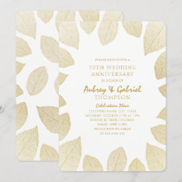 Elegante 70e trouwjubileum Gouden Bladeren Kaart