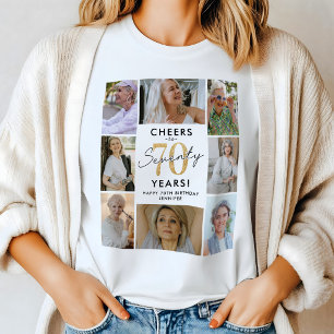 Elegante 70e verjaardag foto collage T-shirt