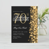 Elegante 70e verjaardag Glam Sparkles Gold & Black Kaart (Staand voorkant)