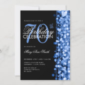 Elegante 70e verjaardag Glam Sparkles Navy Kaart (Voorkant)