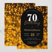 Elegante 70e verjaardag Goud Zwart Eenvoudig Aange Kaart (Voorkant / Achterkant)