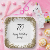 Elegante 70e verjaardag Gouden Confetti Modern Papieren Bordje (Feest)