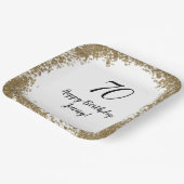 Elegante 70e verjaardag Gouden Confetti Modern Papieren Bordje (Gebogen)