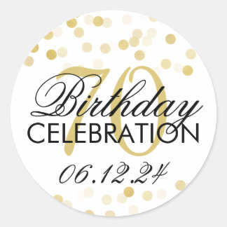 Elegante 70e verjaardag Gouden folie Glitter Light Ronde Sticker