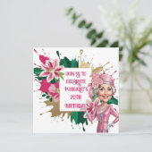 Elegante 70e verjaardag met aangepaste Lady Carica Kaart (Staand voorkant)