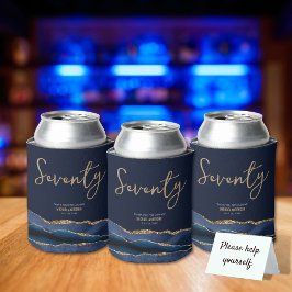 Elegante 70e verjaardag Party Blauw Gouden Agaat Blikjeskoeler