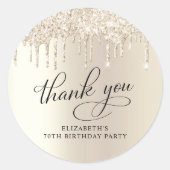 Elegante 70e verjaardag Party Gouden Glitter Dank  Ronde Sticker (Voorkant)