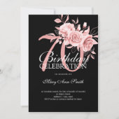Elegante 70e Verjaardag Party Roos Gouden Bloemen Kaart (Voorkant)
