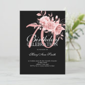 Elegante 70e Verjaardag Party Roos Gouden Bloemen Kaart (Staand voorkant)