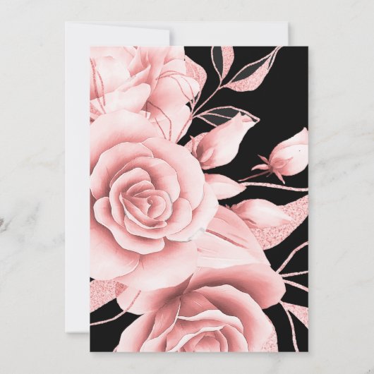 Elegante 70e Verjaardag Party Roos Gouden Bloemen Kaart (Achterkant)