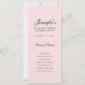 Elegante 70e verjaardag programma Menu Blush (Voorkant)