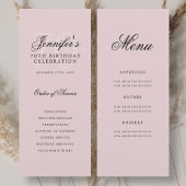 Elegante 70e verjaardag programma Menu Blush