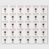 Elegante 70e verjaardag rode wijn cadeaupapier (Vlak)