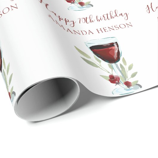 Elegante 70e verjaardag rode wijn cadeaupapier (Rol Hoek)