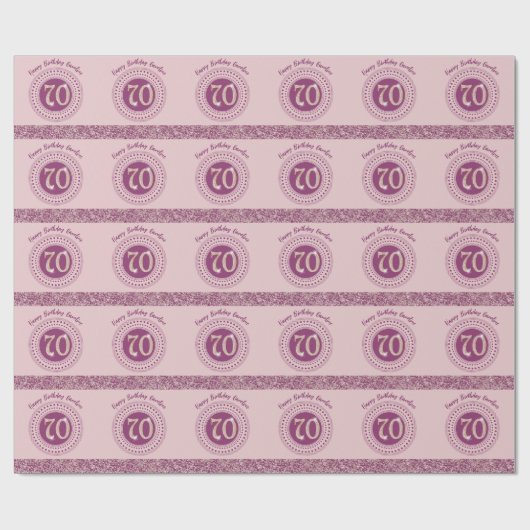 Elegante 70e verjaardag Roze Gouden Glitters & Str Cadeaupapier (Vlak)