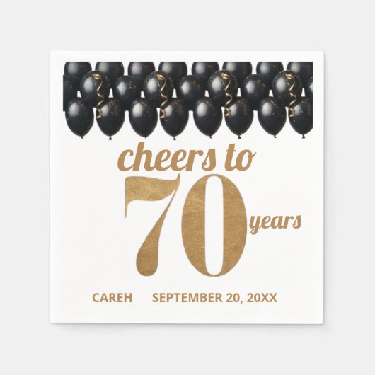 elegante 70e verjaardag servet (Voorkant)