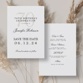 Elegante 70e verjaardag Sla de datum op met detail Kaart