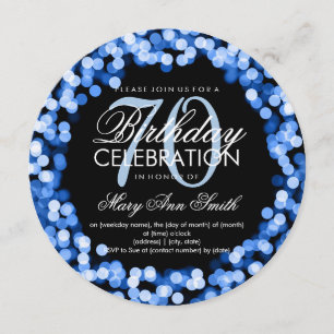 Elegante 70e verjaardag Sparkling Lights Blue Kaart