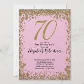 Elegante 70e verjaardag uitnodiging met gouden pai (Voorkant)