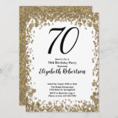 Elegante 70e verjaardag uitnodiging met gouden pai (Voorkant / Achterkant)