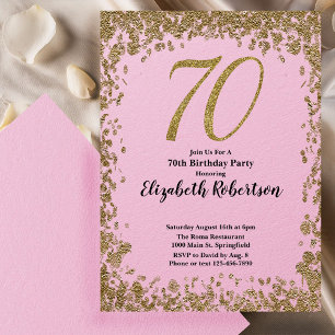 Elegante 70e verjaardag uitnodiging met gouden pai