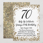 Elegante 70e verjaardag uitnodiging voor haar in g (Voorkant / Achterkant)