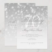 Elegante 70e verjaardag Zilveren Bokeh Sparkle Lig Kaart (Voorkant / Achterkant)