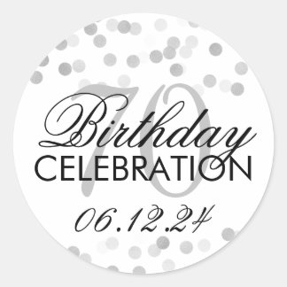 Elegante 70e verjaardag Zilveren Folie Glitter Lig Ronde Sticker