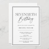 Elegante 70e verjaardag zwart & wit kaart (Voorkant / Achterkant)