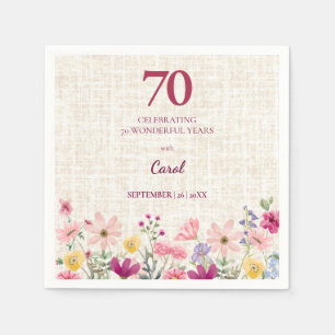 Elegante 70e verjaardagsdecoratie voor haar - linn servet