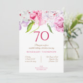 Elegante 70e Verjaardagsfeest Bloemenpioenen Roze Kaart (Staand voorkant)