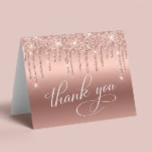 Elegante 70e Verjaardagsfeestje Roos Gouden Glitte Bedankkaart