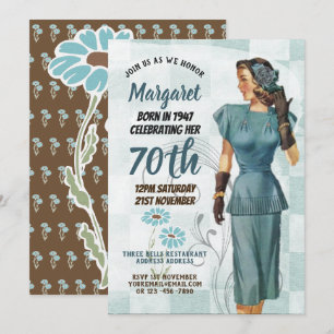 Elegante 70e verjaardagsuitnodiging RETRO jaren 40 Kaart