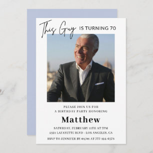 Elegante 70e verjaardagsuitnodigingen Mannen Foto Kaart