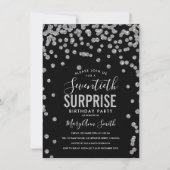 Elegante 70e Verrassing Verjaardag Zilver Zwart Kaart (Voorkant)