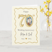 Elegante 70ste bruiloft Jubileum Kaart - Mama & Da (Gele Bloem)