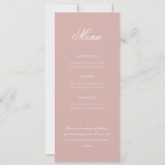 Elegante 70ste Programma Dusty Rose Menu+Bedankt (Achterkant)