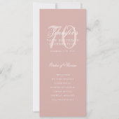 Elegante 70ste Programma Dusty Rose Menu+Bedankt (Voorkant)