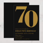 Elegante 70ste verjaardag met zwart en goud kaart (Voorkant / Achterkant)