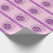 Elegante 70ste verjaardag Roze glitters met strepe Cadeaupapier (Hoek)