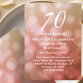 Elegante 70ste verjaardag voor haar in roze Bokeh Kaart