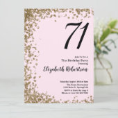 Elegante 71e verjaardag uitnodiging roze gouden pa (Staand voorkant)