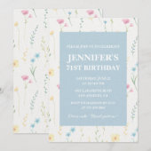 Elegante 71e verjaardag uitnodigingen Floral Boho (Voorkant / Achterkant)
