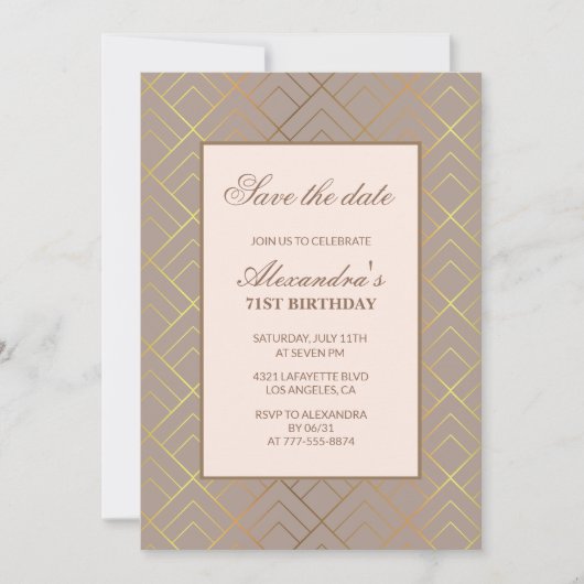 Elegante 71e verjaardagsuitnodigingen Save the dat Kaart (Voorkant)