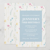 Elegante 73e verjaardag uitnodigingen Floral Boho  (Voorkant / Achterkant)