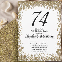 Elegante 74ste verjaardagsuitnodiging met gouden p