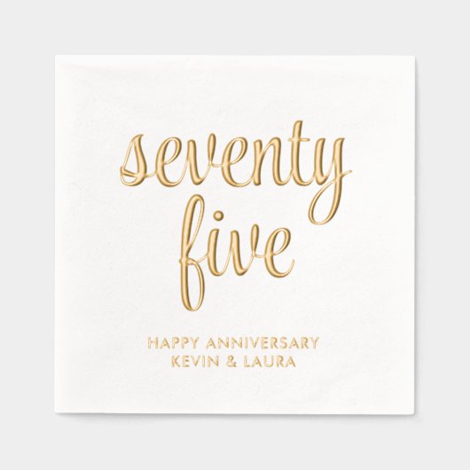 Elegante 75e bruiloft Jubileum Gold Foil servetten (Voorkant)