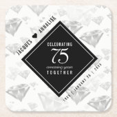 Elegante 75e diamanten bruiloft jubileum kartonnen onderzetters (Voorkant)