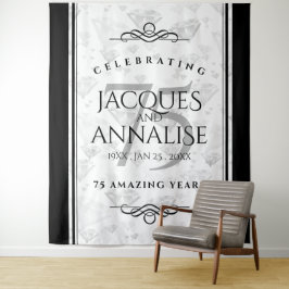Elegante 75e diamanten bruiloft jubileum wandtapij wandkleed